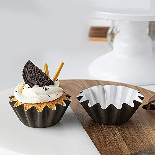 50 piezas Moldes Magdalenas Papel, Estuches para cupcakes Moldes de papel para pasteles Vasos de papel para muffins Envoltorios para muffins para cumpleaños, fiestas de Navidad (color café)