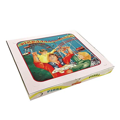 50 uds - Caja para pizza diseño"Family" - tamaño 50x50x5 cm - Anónimas - Cartón microcanal de alta calidad 100% reciclable y compostable