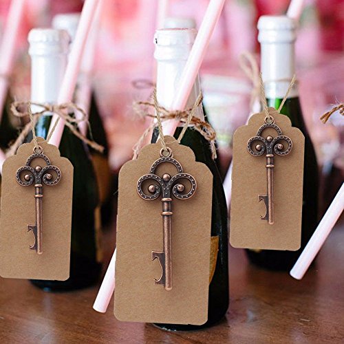 50 unidades de abrebotellas de boda con diseño de esqueleto con 50 etiquetas de tarjeta acompañante y cordel para invitados, regalos de fiesta.