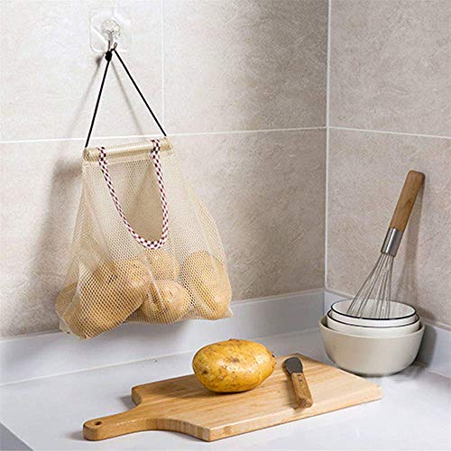 5PCS Bolsas Versátiles de Almacenamiento de Malla Colgante Bolsa de Almacenamiento de Malla de ajo y Jengibre de Cocina Bolsa Colgante de Verduras y Papas Bolsa de Malla Transpirable de Almacenamiento