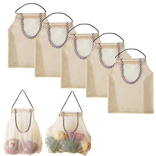 5PCS Bolsas Versátiles de Almacenamiento de Malla Colgante Bolsa de Almacenamiento de Malla de ajo y Jengibre de Cocina Bolsa Colgante de Verduras y Papas Bolsa de Malla Transpirable de Almacenamiento