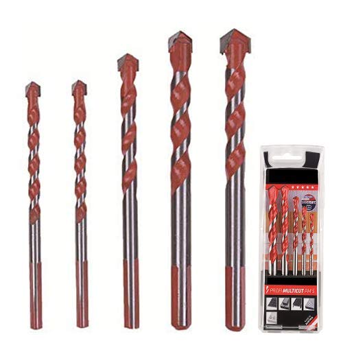 5Pcs Brocas Con Punta De Carburo De Tungsteno Multimaterial Para Azulejos, Hormigón, Ladrillo, Vidrio, Plástico y Madera-6 mm, 6 mm, 8 mm, 10 mm, 12 mm