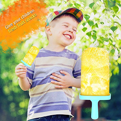 6 pcs cuadrada diseño Ice Cream Pop moldes helados Popsicle Moldes Frozen Ice Cream Pop de yogur en Jelly Mold Popsicle Maker caracol molde bandeja Pan Set para niños/children-hot, New Blue