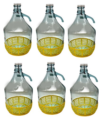 6 pieza 5L gärballon con cierre de clip y plástico cesta de cristal Globo de botellas de vino globo Bügel Botella entrega gratuita