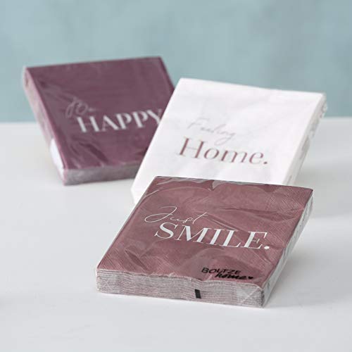 60 servilletas de papel Home Smile Happy Desayuno Brunch Catering Cafe Bistro vajilla comida familia amigos de mesa decoración de regalo idea