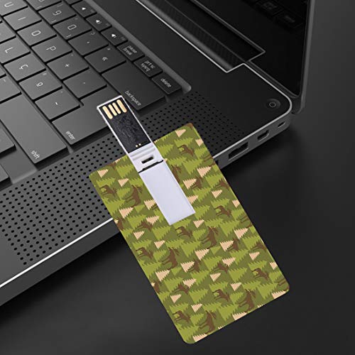 64GB Unidades Flash USB Flash Ciervo Forma de Tarjeta de crédito bancaria Clave Comercial U Disco de Almacenamiento Memory Stick Animales en el Bosque Forrest Mooses and Pine Trees Pattern Canada FOL