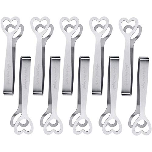 6pcs Pinzas de Candy Bar Clip y 2 Cucharadas de Helado Plata Acero Inoxidable de Mini Pinzas de Dulce de Mesa de café de terrones de azúcar de Pinzas de Helados de Ice Tongsde Pinzas (10pcs)