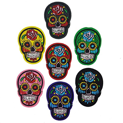 7 pcs hierro en Sew calavera de azúcar Candy Mexican parche insignia diseño de día de Muertos de Halloween por accesorios ático ®