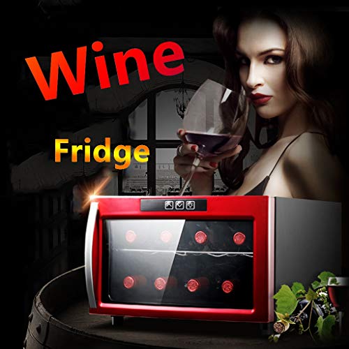 8 Botellas Nevera para Bebidas Vinoteca de Vino Imán de 23L Refrigerador de Vino 12-18 ℃ Temperatura de La Zona 2 Estantes Bebida Red Frigorífico de Luz LED de 52,5 × 41 × 27.3cm