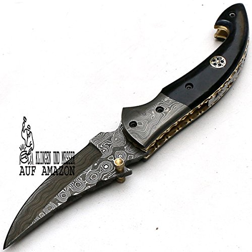 8736 personalizadas a mano damasco cuchillo – acero Damasco – Cuchillo plegable – Cuchillo de caza – Cuchillo a navaja – cuchillo de colección – con vaina de piel