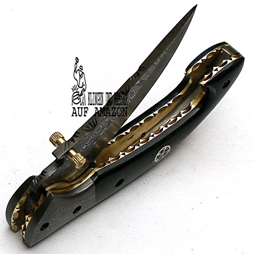 8736 personalizadas a mano damasco cuchillo – acero Damasco – Cuchillo plegable – Cuchillo de caza – Cuchillo a navaja – cuchillo de colección – con vaina de piel