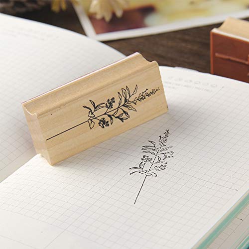 8pcs sello de goma de madera de gran tamaño DIY Diario Scrapbook Stamp Set Fresh Nature Flower Plants Patrones para hacer tarjetas, manualidades, suministros de scrapbooking