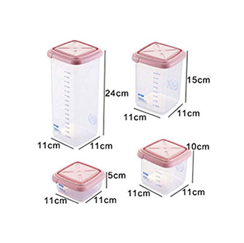 9PCS Tanque Almacenamiento Sello Alimentos Transparente, Caja Almacenamiento Granos Cinco Granos, Fideos/Polvo/Frijoles/Dulces/Chocolate/Caja Almacenamiento Aperitivos Rosa