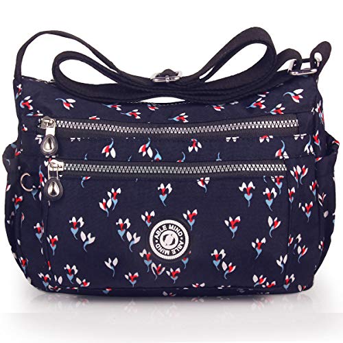 ABLE - Bolso cruzados de Sintético para mujer Negro 2-azul marino negro L