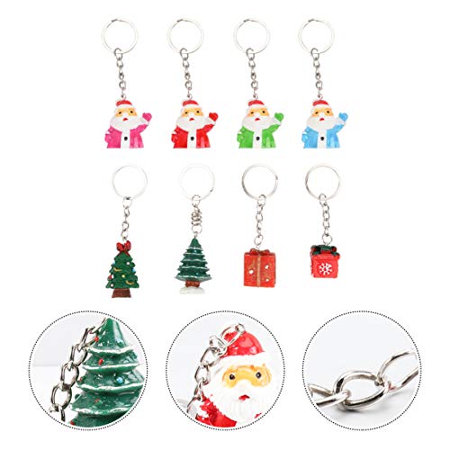 ABOOFAN 8Pcs Llavero de Santa Claus Árbol de Navidad Caja de Regalo de Santa Llavero Colgante Llavero Llavero Bolso Encantos Regalos de Navidad Medias Embutidoras para Favores de La