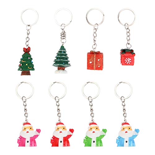 ABOOFAN 8Pcs Llavero de Santa Claus Árbol de Navidad Caja de Regalo de Santa Llavero Colgante Llavero Llavero Bolso Encantos Regalos de Navidad Medias Embutidoras para Favores de La