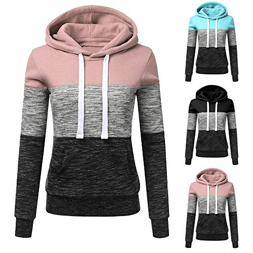 Abrigo De Invierno con Capucha De Las Mujeres Patchwork Chaqueta con Cremallera De Lana Caliente Abrigo De AlgodóN con Capucha Casual Outwear Sudadera con Capucha Deportiva riou