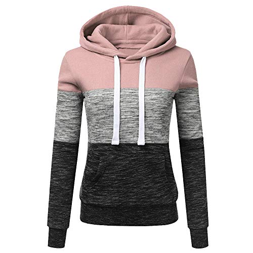 Abrigo De Invierno con Capucha De Las Mujeres Patchwork Chaqueta con Cremallera De Lana Caliente Abrigo De AlgodóN con Capucha Casual Outwear Sudadera con Capucha Deportiva riou