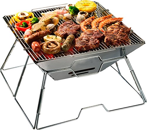 AceCamp Parrilla de carbón Portátil Plegable Parrilla Plegable Barbacoa Camping Parrilla Garden Party BBQ Parrilla de Acero Inoxidable, (Más tamaños) (Pequeño 34 x 36 x 22 cm)