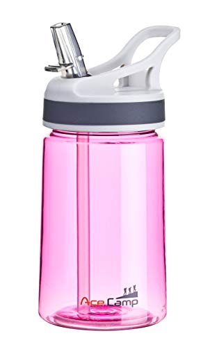 AceCamp TRITAN Botella de Agua | Botella de Agua a Prueba de Fugas sin BPA | Botella Deportiva Pajita I 350 ml I Pink I 15514