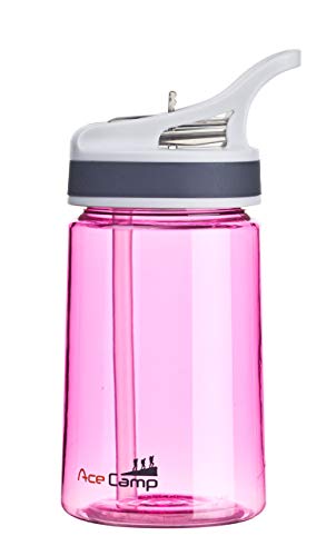 AceCamp TRITAN Botella de Agua | Botella de Agua a Prueba de Fugas sin BPA | Botella Deportiva Pajita I 350 ml I Pink I 15514