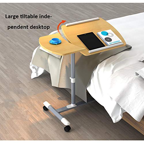 Acero Carbono Mesita Ordenador con Tablero De Densidad Amarilla,Con Tablero Para Mouse, Altura Ajustable, Ruedas Bloqueables,Mesa Estudio para Cama Inclinación De Cama Mesa De Cabecera Mesa De Escri