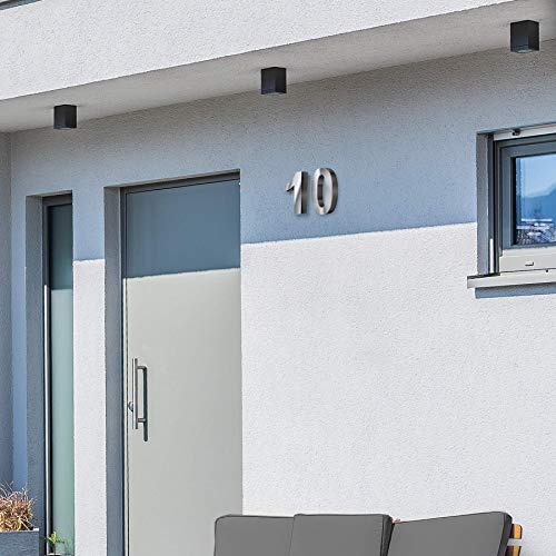 Acero inoxidable con número de casa 3D - resistente a la intemperie y fácil de limpiar - apto para exteriores - con material de montaje - terreno irregular (1)