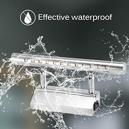 Acero inoxidable espejo lámpara abedoe IP44 baño lámpara – Lámpara de pared para baño Espejo Luz lateral con interruptor color blanco [Clase energética A + +]