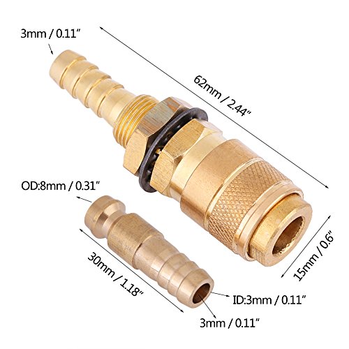 Adaptador de Gas Refrigerado por Agua Conector Rápido para Antorcha de Soldador MIG TIG (Latón)