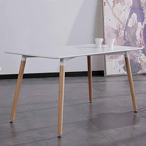 Adec - Nordika, Mesa de Comedor, Salon o Cocina, Color Blanco y Haya, Medidas: 120 cm (Largo) x 80 cm (Ancho) x 75 cm (Alto)