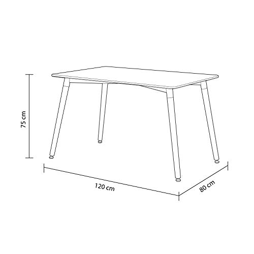 Adec - Nordika, Mesa de Comedor, Salon o Cocina, Color Blanco y Haya, Medidas: 120 cm (Largo) x 80 cm (Ancho) x 75 cm (Alto)