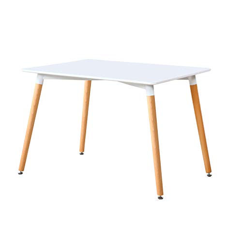 Adec - Nordika, Mesa de Comedor, Salon o Cocina, Color Blanco y Haya, Medidas: 120 cm (Largo) x 80 cm (Ancho) x 75 cm (Alto)