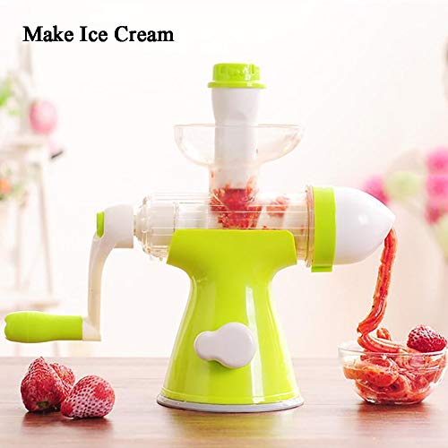 Admir 2 En 1 Máquina para Hacer Helados Manivela,Manual Exprimidor De Mano Prensa Exprimidor De Fruta Fresca,Soft Máquina De Helados Domésticos Niños Verde