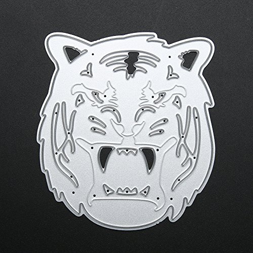 ADSIKOOJF Tiger Head DIY Stencil Troqueles de Corte de Metal para Scrapbooking Álbum de Fotos Hecho a Mano Decoración Carpeta de Plantilla de grabación en Relieve