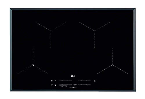 AEG IAE84431FB Placa inducción, Biselada, Extraplana de 4 zonas, Asistente de cocción, Función Pausa, Calentamiento rápido, Conexión con campana compatible,Control táctil deslizante, Negro, 80 cm