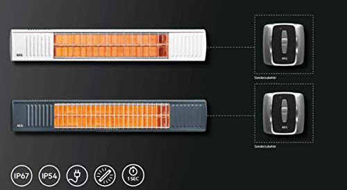 AEG para emisor de infrarrojos de onda corta calefactor de 2000 W para terraza, balcón, jardín de invierno, Gris, 234789
