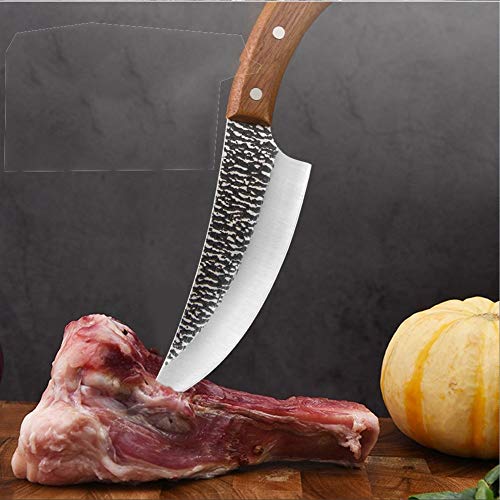 Afilado 5 6 7 pulgadas cuchillo de la supervivencia que acampa de Serbia Caza Cuchillo Chef Forjado en rodajas de deshuesar Cocina espiga completa hecha a mano caja de regalo chef (Color : 6 inch)