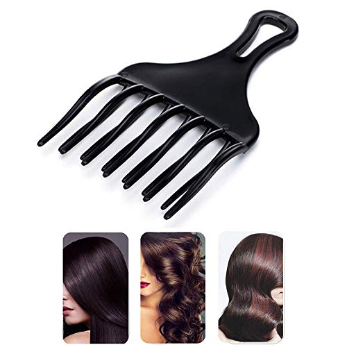 Afro Grueso Comb ， Plástico Peine Afro Ancho Dientes Para Rizos Cabello Cortar Cepillo de Pelo para Cabello Rizado（Negro）