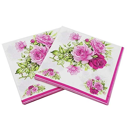 AGNN Belleza Impreso de Tejidos presentan una decoración de Papel Rosa servilletas for Eventos Partido 33cm * 33cm 20pcs / Paquete/Lote Vector de la servilleta (Color : D)