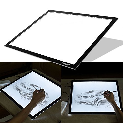 AGPTEK A3 Tableta de Luz, Drawing Pad Ultradelgada, Mesa de Luz de Dibujo LED con Panel Táctil Inteligente y Interfaz USB para Artistas, Dibujo, Animación - 47 cm x 37 cm