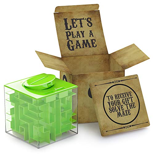 AGREATLIFE Caja Money Maze Laberinto De Dinero | Cubo Puzzle Rompecabezas | Idea Original para Regalar A Niños Y Adultos | Kit De Recompensa Reutilizable | Laberinto con Sorpresa | Lado 7.6 Cm, Verde