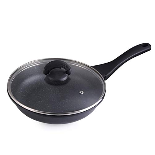 AGWa Gas cocina de inducción universal clásico antiadherente anodizado duro sartén con tapa de vidrio Negro