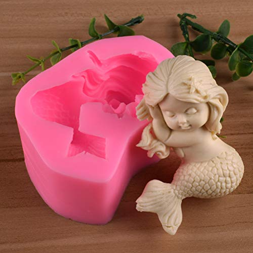 Ahagut Molde de Silicona de Sirena Moldes de Pastel de Fondant antiadherentes Juego de Utensilios de Hornear de Silicona Animal océano 3D para niños cumpleaños Baby Shower Bautizo Navidad