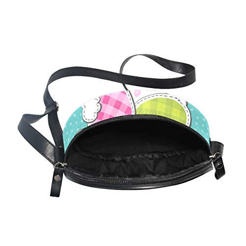 Ahomy - Bolso redondo pequeño para mujer, diseño de conejito de Pascua feliz con punto de huevo de conejo para mujer