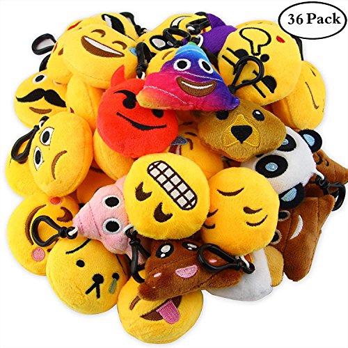 Aiduy Mini Emoji Llavero Emoji Encantadora Almohada Almohadillas Emoticon Llavero Soft Party Bag Regalo de Relleno de Juguete para los niños (36 pcs)