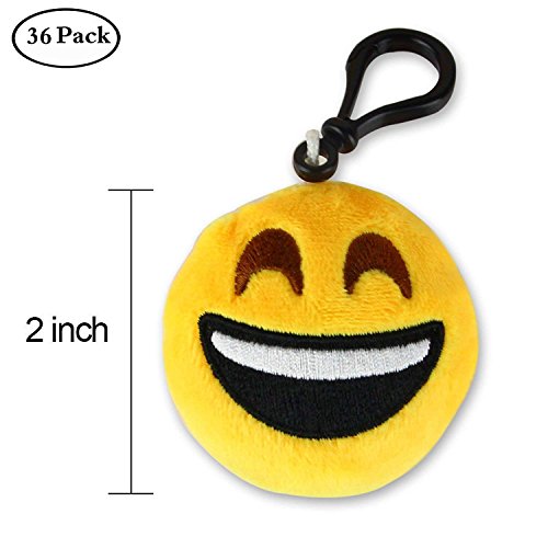 Aiduy Mini Emoji Llavero Emoji Encantadora Almohada Almohadillas Emoticon Llavero Soft Party Bag Regalo de Relleno de Juguete para los niños (36 pcs)