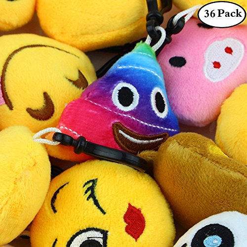 Aiduy Mini Emoji Llavero Emoji Encantadora Almohada Almohadillas Emoticon Llavero Soft Party Bag Regalo de Relleno de Juguete para los niños (36 pcs)