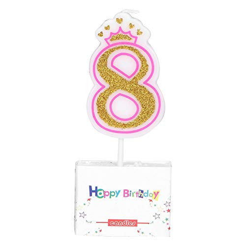 Aigend Vela para Pastel - Vela de cumpleaños para niñas y niños nuevos, Corona de Fiesta, Velas para Pastel sin Humo, números de 0 a 8 años(01)