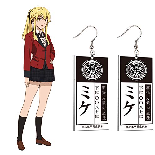 Ailin Online Kakegurui Anime Cosplay Pendientes Prop Cuelgan Oído Gota para Mujeres Unisex Regalo