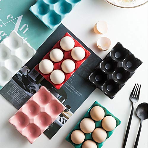 Airmoon - Bandeja de 6 tazas para servir huevos, dispensador de huevos, juego de soporte para cocina, restaurante, frigorífico, accesorio decorativo, negro